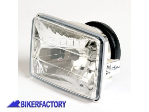 Inserto per faro rettangolare 130x90 mm con vetro trasparente liscio (lampada H4) - Prodotto generico non specifico per questo modello di moto
