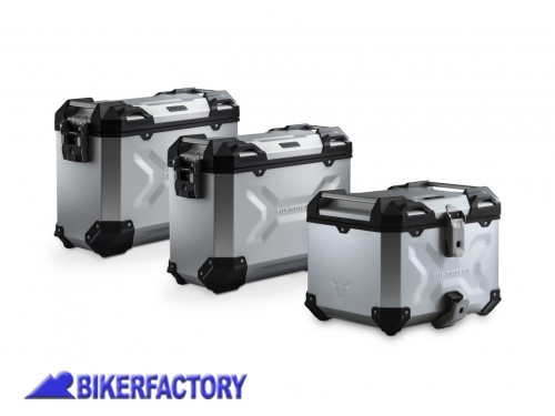 BikerFactory Kit avventura bagagli borse laterali e bauletto TRAX ADVENTURE SW Motech colore argento per Honda NC 750 S SD X XD ADV 01 129 75000 S 1043750