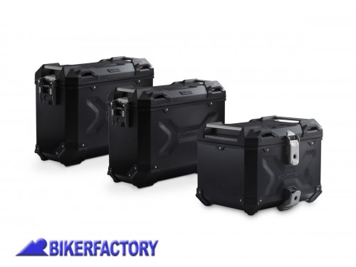 BikerFactory Kit avventura bagagli borse laterali e bauletto TRAX ADVENTURE SW Motech colore nero per Aprilia Tuareg 660 ADV 13 849 75000 B 1046660