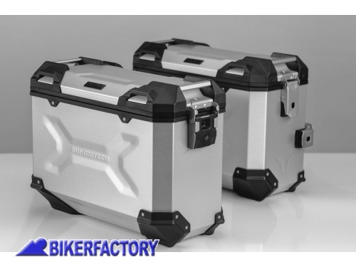 BikerFactory Kit borse laterali in alluminio SW Motech TRAX ADVENTURE 37 37 colore argento per BMW R 1200 GS 04 12 e R 1200 GS Adventure 05 13 KFT 07 311 70100 S 1032617