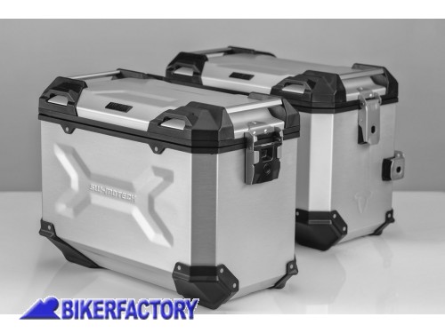 BikerFactory Kit borse laterali in alluminio SW Motech TRAX ADVENTURE 45 45 colore argento per HONDA NC 700 X S e NC 750 SD X KFT 01 129 70100 S 1032564