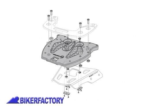 BikerFactory Piatto adattatore per portapacchi SW Motech ALU RACK a sgancio rapido per bauletti KRAUSER GPT 00 152 420 1000383