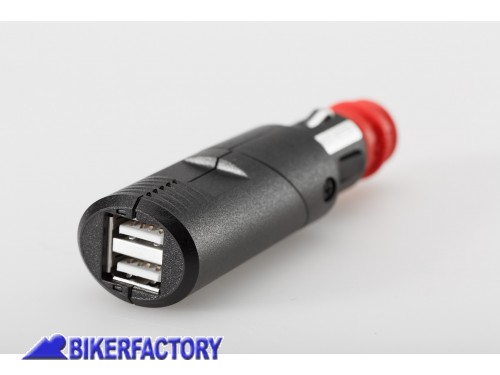 BikerFactory Doppia porta di alimentazione presa USB con spina universale SW Motech Inclinabile 2 x 2100 mA 12 V EMA 00 107 12200 1029365