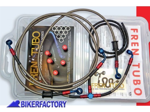 BikerFactory Kit tubi freno Frentubo tipo 1 con tubi e raccordi in acciaio DIRETTI per Kawasaki Z 750 03 06 1016303