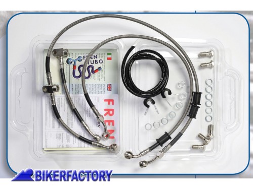 BikerFactory Kit tubi freno Frentubo tipo 1 con tubi e raccordi in acciaio per Aprilia PEGASO 650 I E 01 04 1014491