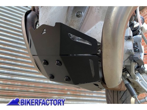 BikerFactory Paracoppa paramotore protezione sottoscocca PYRAMID in alluminio NERO OPACO per Moto Guzzi V100 Mandello PY17 38405M 1047874