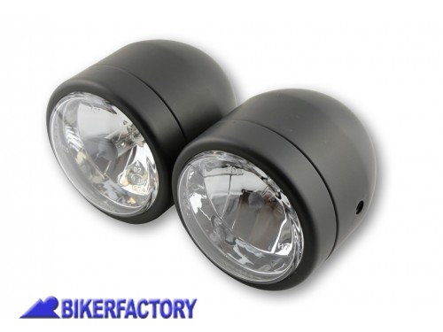 BikerFactory Fari anteriori rotondi doppi neri %C3%98 89 mm con lampadine H4 Prodotto generico non specifico per questo modello di moto PW 00 223 337 1033417