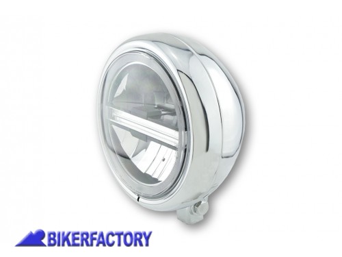 BikerFactory Faro LED anteriore HIGHSIDER modello PECOS TYPE 6 fissaggio inferiore colore cromato Prodotto generico non specifico per questo modello di moto PW 00 223 222 1038962