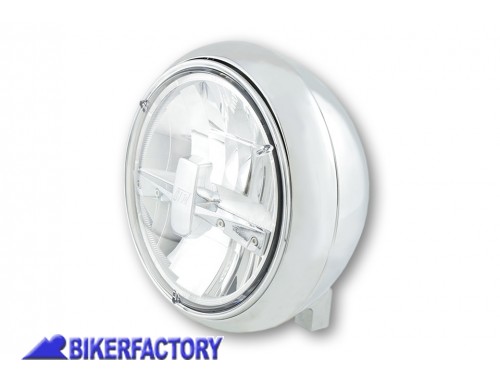 BikerFactory Faro LED anteriore HIGHSIDER modello YUMA 2 TYPE 3 fissaggio inferiore colore cromato Prodotto generico non specifico per questo modello di moto PW 00 223 231 1038964
