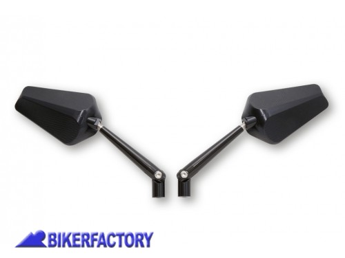 BikerFactory Coppia specchietti retrovisori Dx Sx mod PRATO nero aggancio carena Prodotto generico non specifico per questo modello di moto PW 00 301 050 1028388