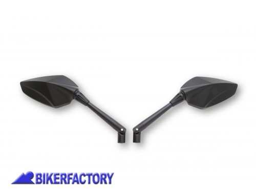 BikerFactory Coppia specchietti retrovisori da carena Dx Sx mod SEMPIONE in plastica nera opaca PW 00 301 481 1039846