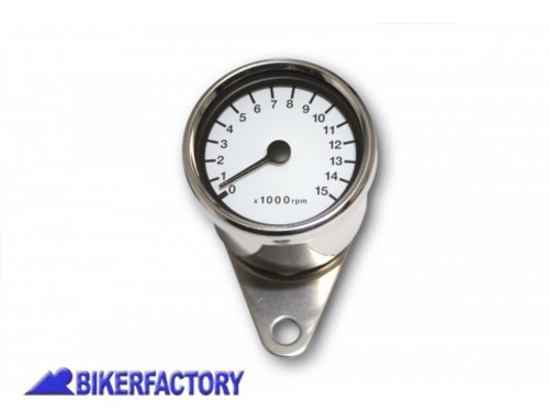 BikerFactory Contagiri analogico in acciaio con quadrante bianco 15000 U min Prodotto generico non specifico per modello di moto PW 00 360 666 1041439