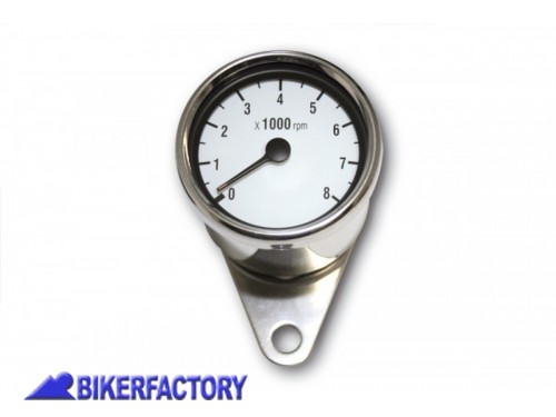 BikerFactory Contagiri analogico in metallo con quadrante bianco 8000 U min Prodotto generico non specifico per modello di moto PW 00 360 667 1041442