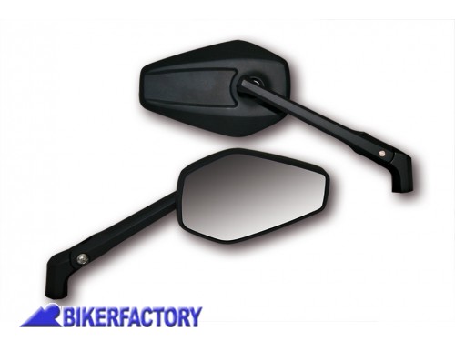 Coppia specchietti retrovisori (Dx + Sx) mod. BOOSTER 2 in alluminio - nero - Fil. M10 - Prodotto generico non specifico per questo modello di moto -