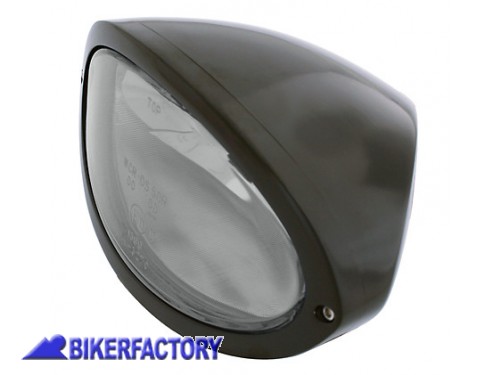 Faro anteriore ovale modello IOWA nero con vetro trasparente - Prodotto generico non specifico per questo modello di moto