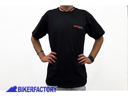 Tshirt / maglietta girocollo nera con logo Bikerfactory. Taglia L.