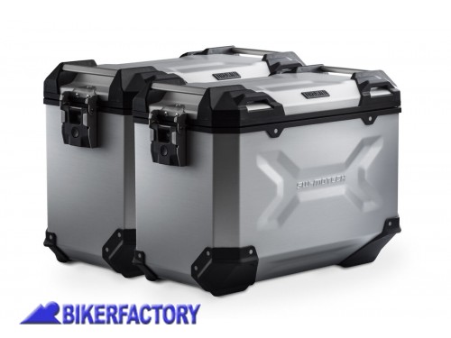 Kit borse laterali in alluminio SW-Motech TRAX ADVENTURE 45 / 45 colore argento con telai PRO per Moto Morini X-Cape