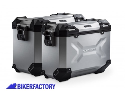 Kit borse laterali in alluminio SW-Motech TRAX ADVENTURE 45 / 37 colore argento con telai PRO per Ducati DesertX ('22 in poi)