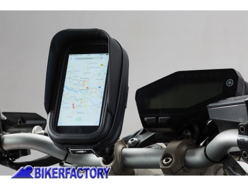 BikerFactory Kit universale SW Motech supporto porta GPS smartphone fotocamera per manubri e specchietto moto completo di borsetta Navi Case Pro S Dim interna 146 x 83 x 38 mm GPS 00 308 30401 B 1034103