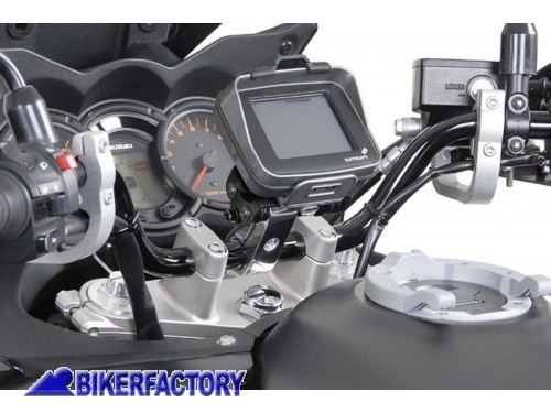 BikerFactory Supporto metallico SW Motech per manubri %C3%98 32 mm per fissaggio navigatori GPS e componenti elettronici GPS 00 308 10301 S 1019543
