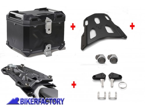 BikerFactory Kit portapacchi STREET RACK e bauletto TOP CASE 38 lt in alluminio SW Motech TRAX ADVENTURE colore nero per Kawasaki Z650RS GPT 08 993 70001 B 1047949