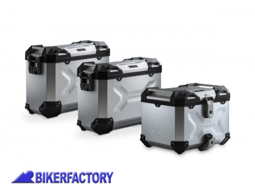 BikerFactory Kit avventura bagagli borse laterali e bauletto TRAX ADVENTURE SW Motech colore argento con telai PRO per Ducati DesertX 22 in poi ADV 22 995 75000 S 1048708