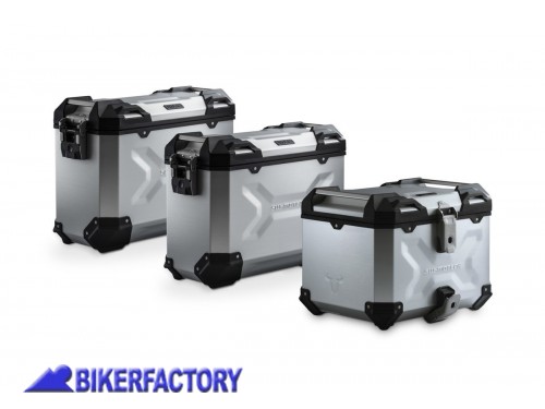 BikerFactory Kit avventura bagagli borse laterali e bauletto TRAX ADVENTURE SW Motech colore argento per BMW R1300GS ADV 07 975 75000 S 1049439