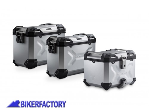 BikerFactory Kit avventura bagagli borse laterali e bauletto TRAX ADVENTURE SW Motech colore argento per Suzuki V Strom 800DE ADV 05 845 75000 S 1048976