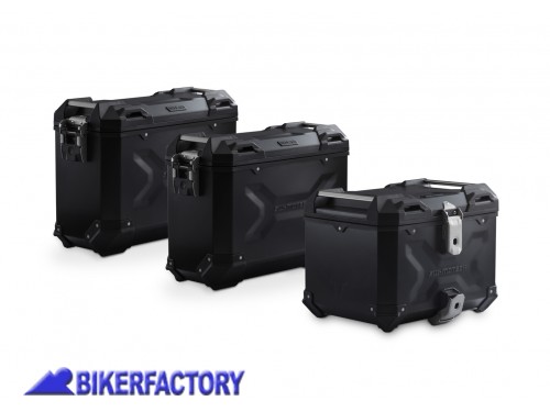 BikerFactory Kit avventura bagagli borse laterali e bauletto TRAX ADVENTURE SW Motech colore nero con telai PRO per BMW F 650 700 800 GS ADV 07 559 75002 B 1038395