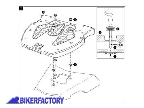 BikerFactory Piatto adattatore per portapacchi SW Motech ALU RACK a sgancio rapido Universale GPT 00 152 450 1040372