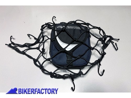 BikerFactory Borsello BAGSTER svuota tasche per moto completo di rete elastica ragno colore Nero antracite nero con particolare riflettente BA4881 N 395 115 1018481