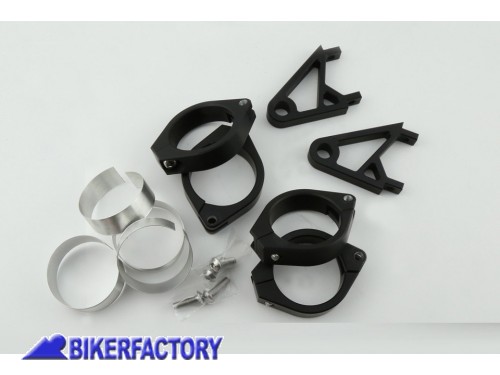 BikerFactory Kit montaggio universale staffe clamp per fari o frecce anteriori modello HIGHSIDER CNC Alu colore nero 1037847