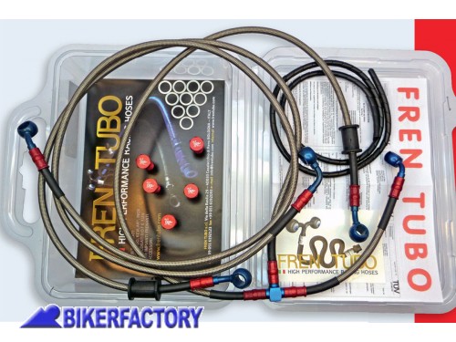 BikerFactory Kit tubi freno Frentubo tipo 1 con tubi e raccordi in acciaio TUBAZIONI ANTERIORI DIRETTE 3 tubi per Yamaha FZ1 NAKED 06 11 1017723