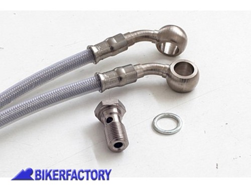 BikerFactory Kit tubi freno Frentubo tipo 1 con tubi e raccordi in acciaio per BMW K100LT 1990 Trasparente FR07 100030 1 1043643