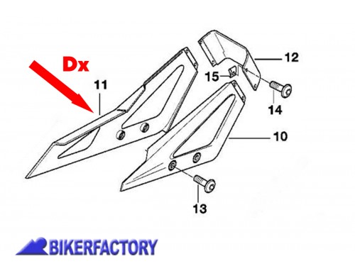 BikerFactory Sostegno parafango posteriore lato Dx per BMW F650 F650ST 93 in poi KFT 07 46622346008 1047761