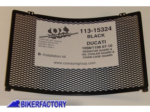 BikerFactory Griglia Protezione radiatore Cox Racing Group per Ducati 1098 1198 COX22 113 15304 1019450