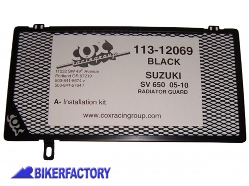 BikerFactory Griglia Protezione radiatore Cox Racing Group per Suzuki SV650S COX05 113 12069 1019474