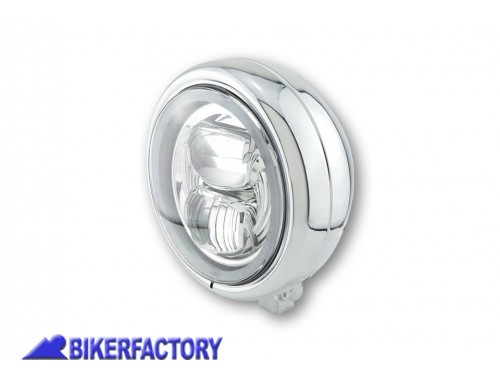 BikerFactory Faro LED anteriore HIGHSIDER modello PECOS TYPE 7 fissaggio inferiore colore cromato Prodotto generico non specifico per questo modello di moto PW 00 223 226 1039762