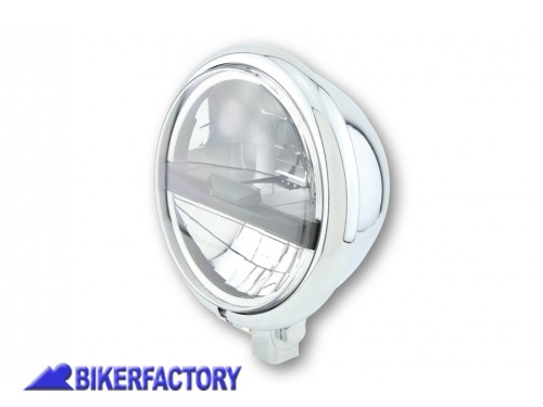 BikerFactory Faro LED anteriore modello BATES STYLE TYPE 5 %C3%98 146 mm aggancio inferiore colore cromato Prodotto generico non specifico per questo modello di moto PW 00 223 214 1038205