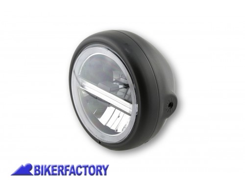 BikerFactory Faro anteriore rotondo a LED HIGHSIDER PECOS TYPE 6 da 3 4 con aggancio laterale colore nero Prodotto generico non specifico per questo modello di moto PW 00 223 219 1039813
