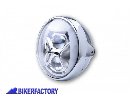BikerFactory Faro anteriore rotondo a LED modello BRITISH STYLE TYPE 8 %C3%98 178 mm colore cromato Prodotto generico non specifico per questo modello di moto PW 00 223 236 1043657