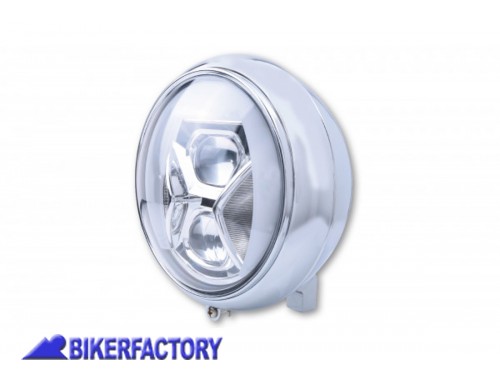BikerFactory Faro anteriore rotondo a LED modello YUMA 2 TYPE 8 %C3%98 178 mm cromo Prodotto generico non specifico per questo modello di moto PW 00 223 244 1043708