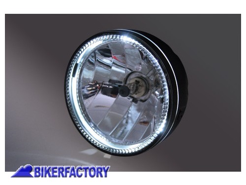 BikerFactory Faro anteriore rotondo modello SKYLINE %C3%98 146 mm con luci di posizione a LED fissaggio laterale Prodotto generico non specifico per questo modello di moto 1028268