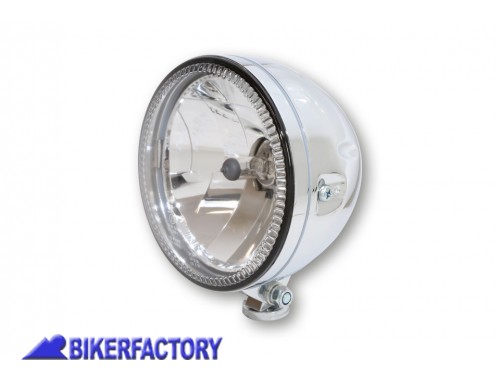 BikerFactory Faro anteriore rotondo modello SKYLINE %C3%98 146 mm con luci di posizione ghiera a LED aggancio inferiore Prodotto generico non specifico per questo modello di moto 1032342
