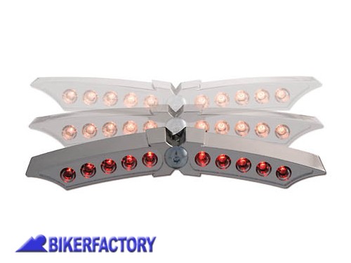 BikerFactory Faro posteriore a LED modello X WING colore CROMATO Prodotto generico non specifico per questo modello di moto PW 00 255 682 1047471