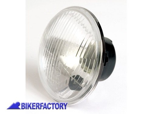 BikerFactory Inserto per faro rotondo %C3%98 143 mm con vetro trasparente rigato lampada H4 Prodotto generico non specifico per questo modello di moto PW 00 226 130 1031018