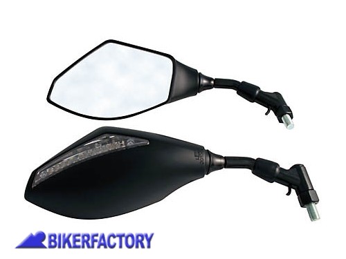 BikerFactory Coppia specchietti retrovisori Dx Sx con frecce a LED integrate PW 00 301 560 1028398