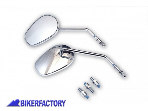 BikerFactory Coppia specchietti retrovisori Dx Sx mod HD STYLE cromato Prodotto generico non specifico per questo modello di moto PW 00 301 036 1027383