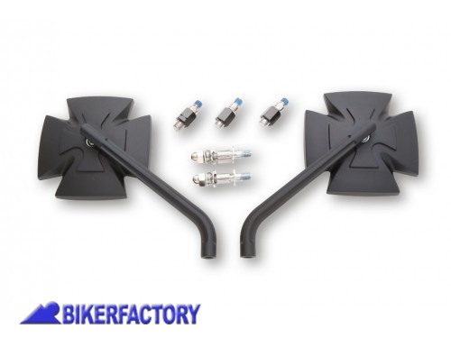 BikerFactory Coppia specchietti retrovisori Dx Sx mod IRON CROSS nero Prodotto generico non specifico per questo modello di moto PW 00 301 110 1027400