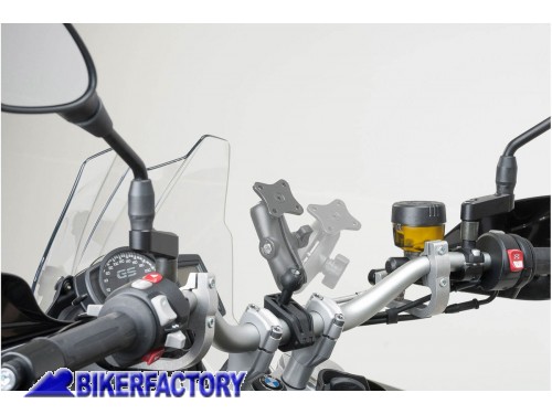 BikerFactory Aggancio a manubrio moto universale SW Motech per supporto porta GPS e o accessori RAM ARM GPS 00 308 30100 B 1024651